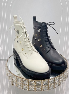 专柜正品Roberta诺贝达女鞋RA07802粗跟黑色炸街短靴女休闲百搭女