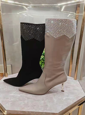 专柜正品Roberta诺贝达女鞋RA18211冬款高跟弹力长靴显瘦