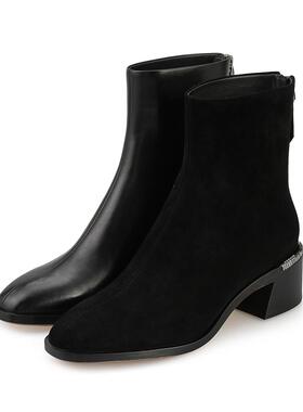 专柜正品Roberta诺贝达女鞋RA18207冬款粗跟通勤百搭时装弹力短靴