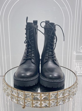 专柜正品Roberta诺贝达女鞋RA17203冬款圆头系带短靴马丁靴