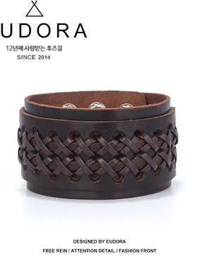 欧美男士原创朋克风情侣皮革手链