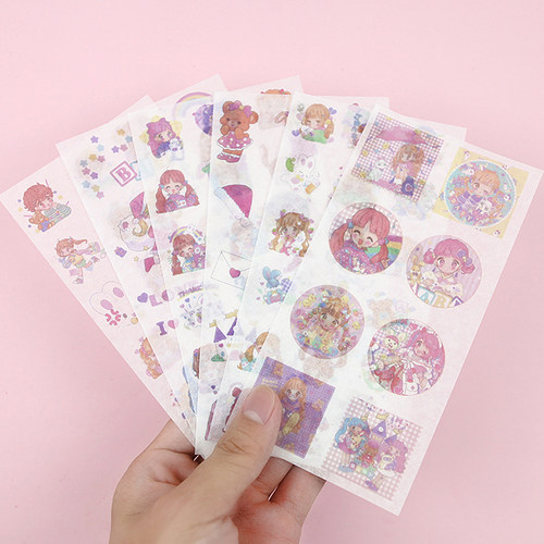 可爱卡通女孩头像表情少女心贴纸