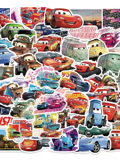 50 Cartoon Cars Stickers for Phone, Planner, Luggage, Computer, Cute Kids' Decoration DIY
