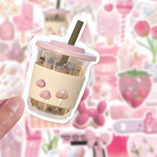 ins粉色少女心贴纸手机行李箱diy