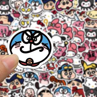 200张卡通三丽鸥水杯手账贴纸可爱凯蒂猫小新笔记本电脑手机装 饰