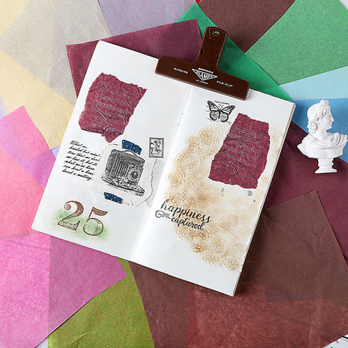 复古彩色雪梨纸手帐可撕薄页纸