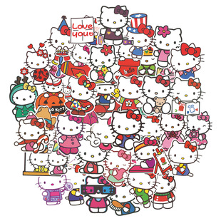 贴纸可爱kitty凯蒂猫200张装 饰卡通DIY电脑儿童贴画手帐手机壳