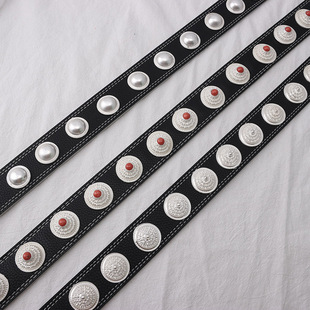 大人儿童藏式仿银合金藏袍藏族表演少数民族配饰腰带饰品腰链腰封