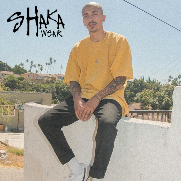 美国购shaka wear hiphop老墨重磅收领纯色大码说唱街舞短袖t恤