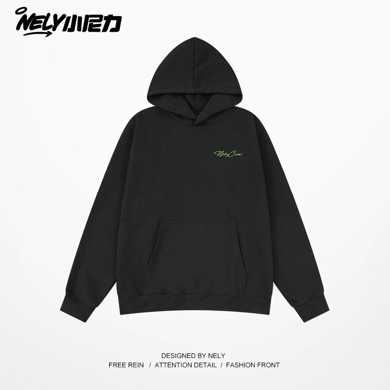 连帽卫衣男刺绣花卉新中式重磅overisze宽松情侣款女潮牌美式帽衫