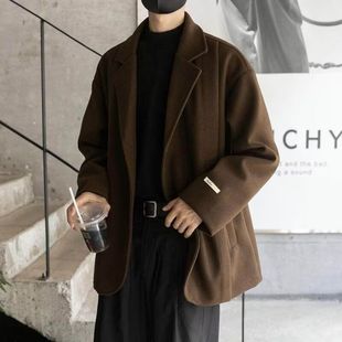 焦糖色短款系带双面绒全羊毛大衣女秋冬新韩国小个子呢子中长外套