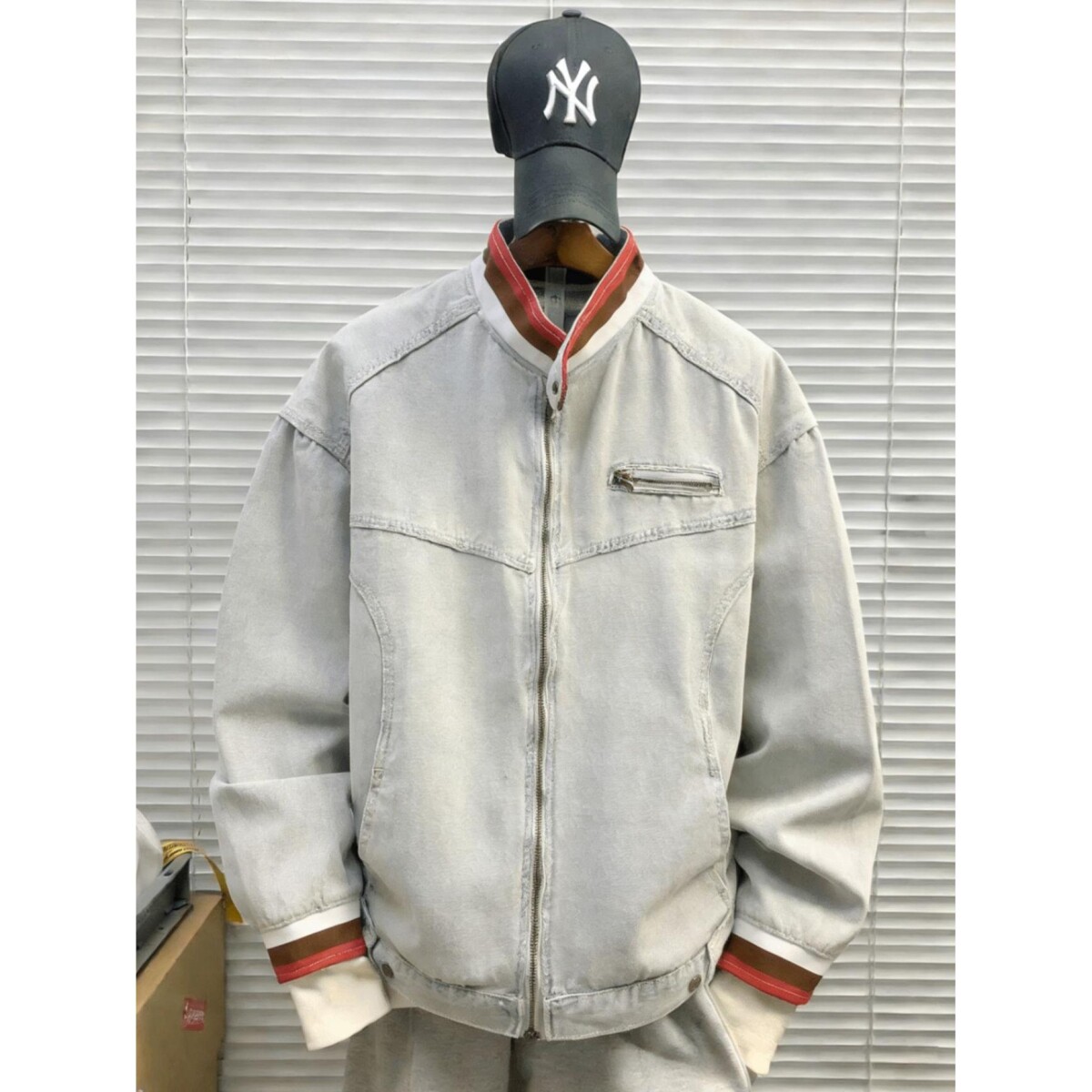 春秋美式复古cleanfit牛仔外套男女高级感痞帅底特律立领工装夹克