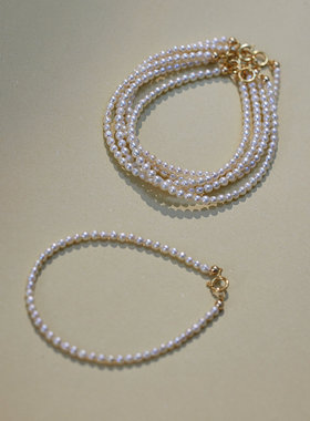 罕见极细baby天然淡水珍珠14K包金手链简约轻奢气质高级感小众女