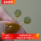 赛赛莉安温润天然和田玉14K包金纯银耳钉轻奢高级感无耳洞耳夹女