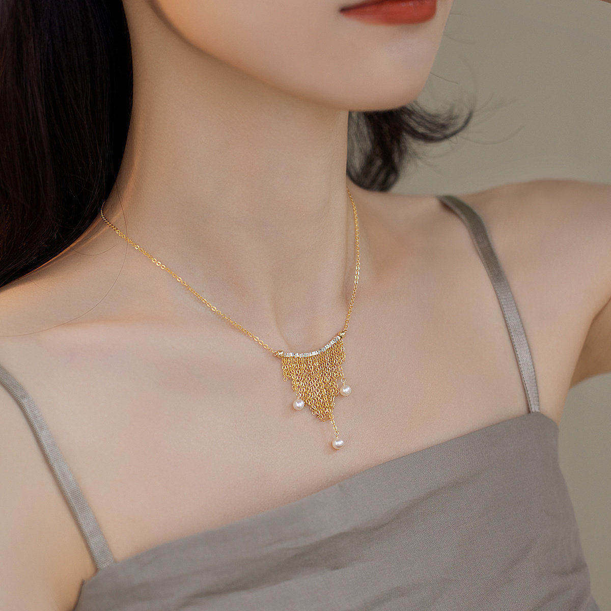 赛赛莉安原创闪闪流苏14K包金项链简约气质轻奢小众设计高级感女