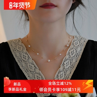 赛赛莉安满天星天然珍珠项链金珠14K包金锁骨脖子简约气质颈链女
