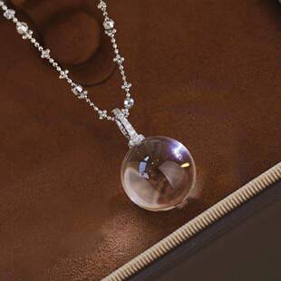 超大颗天然白水晶仙女项链网红同款 S925银简约气质小众设计百搭