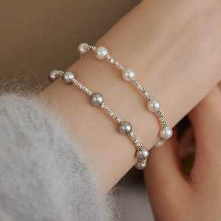 满天星s925纯银碎银子珍珠叠戴手链简约气质小众设计高级感ins女