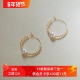 赛赛莉安刘亦菲去有风 地方同款 珍珠14K包金耳圈气质耳环不掉色