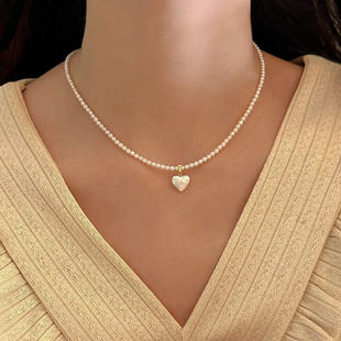 生日毕业礼物原创设计天然淡水珍珠项链爱心小众高级轻奢14K包金