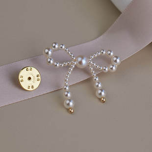 赛赛莉安施家珍珠蝴蝶结胸针&发夹边夹&防走光两用设计纯手工制作