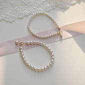 经典 高级感叠戴 奶油白baby珠强光泽正圆施家珍珠手链气质百搭新款