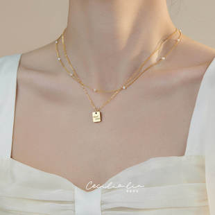 赛赛莉安Goodluck幸运许愿牌简约气质14K项链锁骨脖子个性 送礼