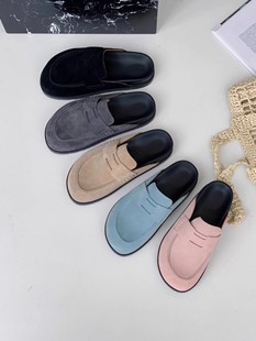 包头拖鞋 InkingPot彭姐 秋季 新款 厚底休闲穆勒半拖女 真皮勃肯鞋