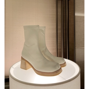 简约显瘦真皮短靴子女秋冬粗跟厚底弹力袜靴瘦瘦靴 InkingPot彭姐