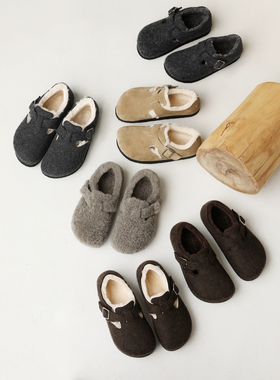 InkingPot彭姐 复古休闲勃肯鞋羊皮毛一体保暖时尚全包毛毛鞋冬季