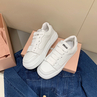 女鞋 InkingPot彭姐 板鞋 圆头拼色时尚 厚底小白鞋 女真皮休闲运动鞋