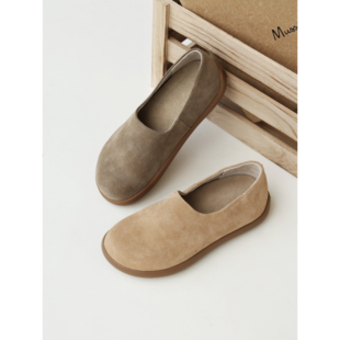 女一脚蹬圆头懒人鞋 InkingPot彭姐 复古row风真皮厚底包头勃肯鞋