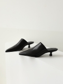 简约软牛皮包头拖鞋 InkingPot彭姐 INS风尖头小猫跟显瘦穆勒拖鞋