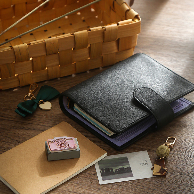 【皮阁】进口头层牛皮拼色A7com活页本真皮记事本手账免费压印