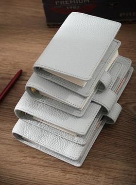 皮阁月白浅蓝头层牛皮笔记本A6slim/奇葩/A7com/A8M5/真皮活页本