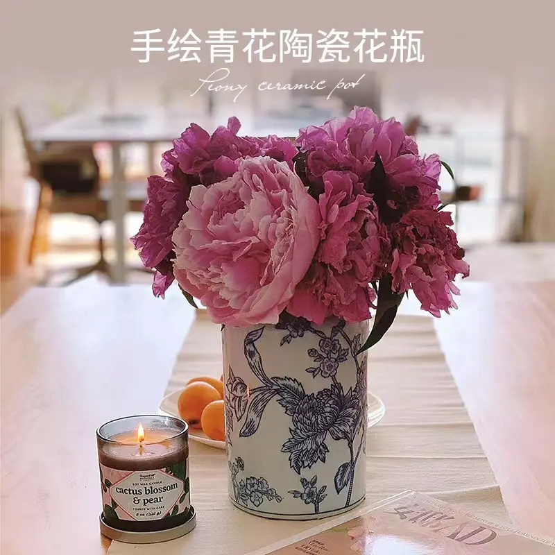 新品新中式中国风青花瓷高温玄关
