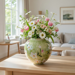 景德镇手工手绘花瓶干花家居装饰电视柜摆件酒柜电视柜陶瓷花器