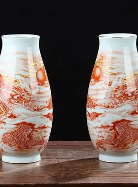 家居仿古陶瓷花瓶景德镇高档描金
