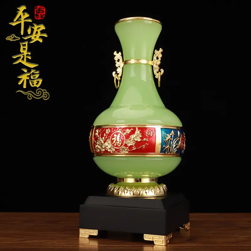 珐琅彩琉璃玉花瓶商务开业礼品