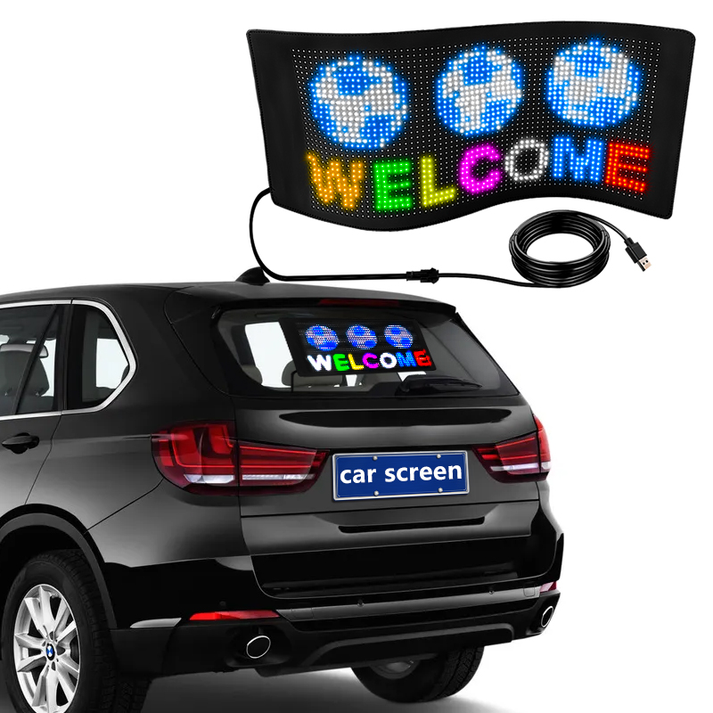 亚汇柔性LED全彩显示屏汽车后窗玻璃滚动广告屏车载LED显示屏后窗 五金/工具 LED显示屏 原图主图