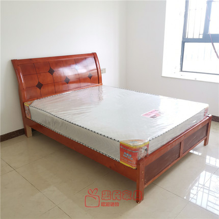 深圳包邮 简约 美观实木床1.5米 双人1.2米 单人中式板床单层床架