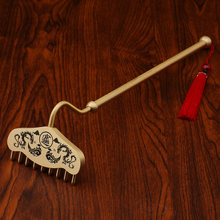 黄铜九齿钉耙西游记猪八戒武器按摩梳经络长柄耙子金属摆件工艺品