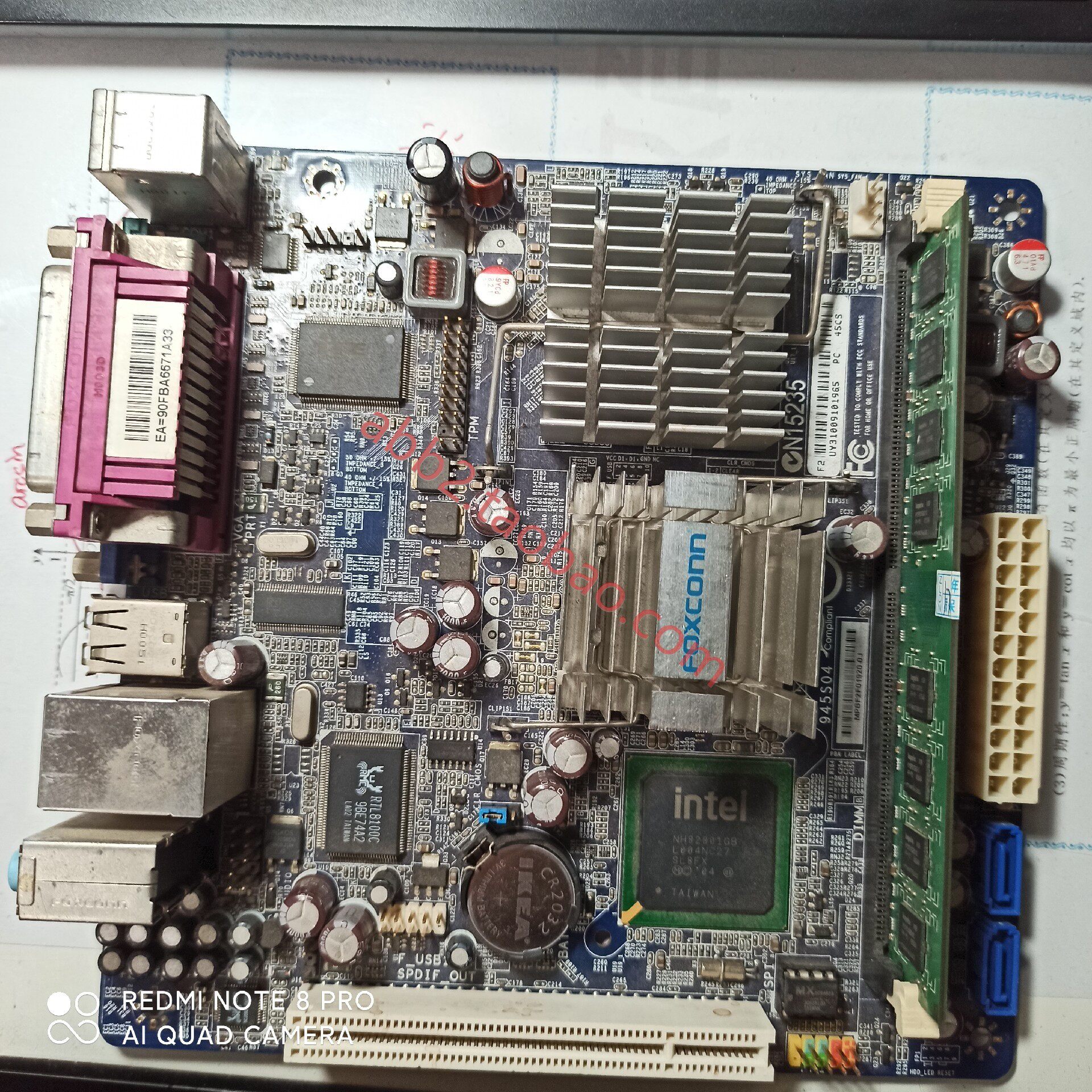 富士康foxconn工控主板itx主板 板载atom n230 cpu可拆卸赠送海力