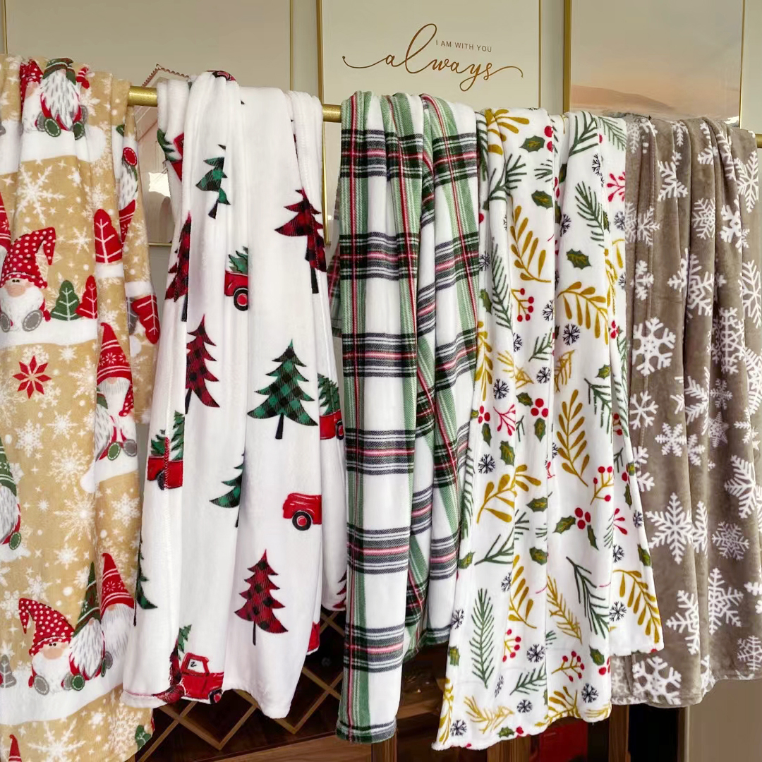 Foreign trade flange fluffy blanket cover blanket warm lunch break blanket sofa leisure Christmas style 120 * 150 two