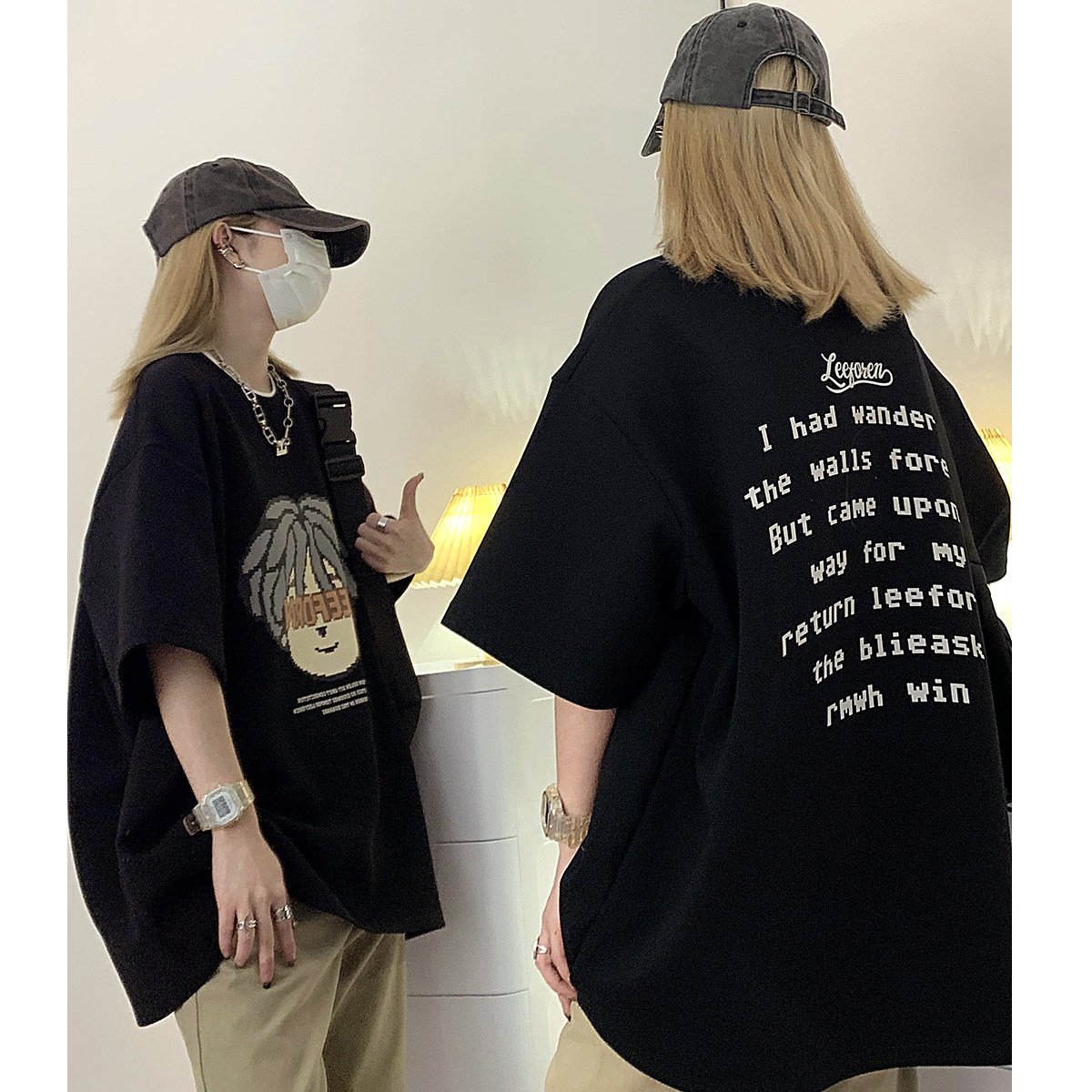 美式潮流短袖T恤男夏季宽松ins卡通印花百搭体恤C307-T98-P43,男装T恤,电商C307