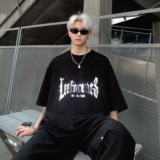 美式街潮重工满天星复古反光短袖T恤男女同款宽松休闲圆领特p28，男装T恤，电商C307