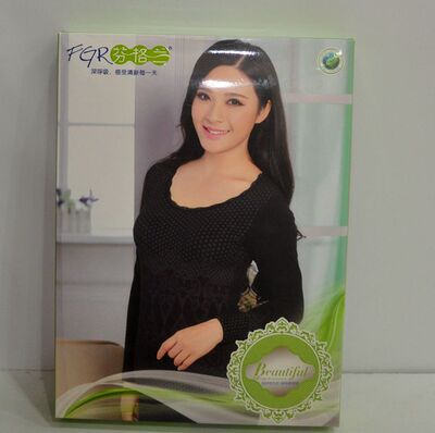 女士薄款莱卡棉圆领印花内衣套装