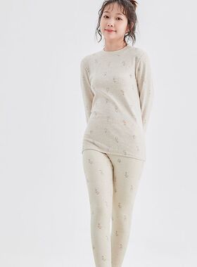 英博伦青少女秋冬密根彩条中领保暖内衣套装大童女童80592 80590