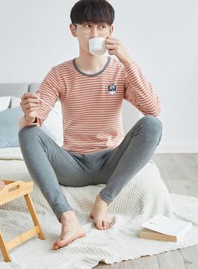 英博伦青少年秋冬密根彩条圆领保暖内衣套装大童男童80095