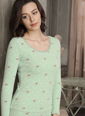 芬格兰密丝绒女士中厚舒绒保暖内衣套装34351 棉毛衫打底秋衣秋裤